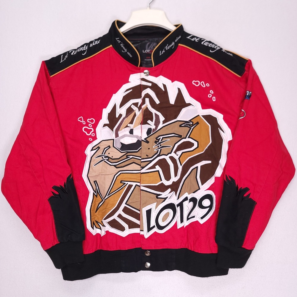 Looney Tunes Tasmanian Devil TAZ Red Twill Racing Jacket Lot 29 Mens 3XL Y2K